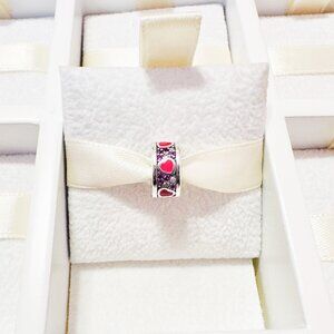 925 Sterling Silver Red Hearts Clip Charm Bead Fits Charm Bracelets And Bangles